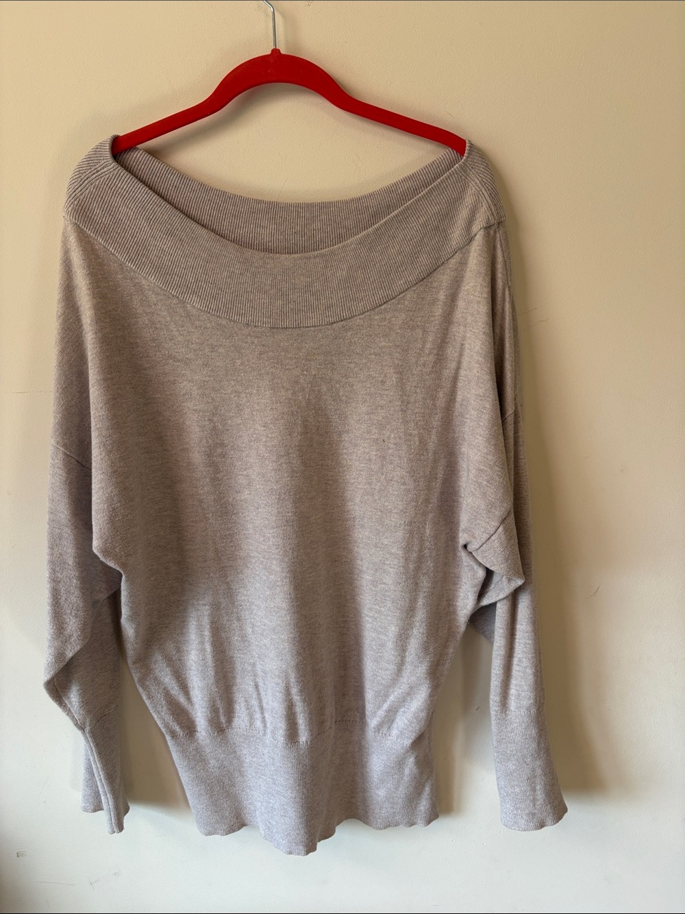 Express Taupe Off-Shoulder Sweater